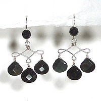 Faceted Rainbow Obsidian & Onyx Chandelier Earrings