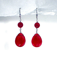 Faceted Ruby Jade Drop Earrings