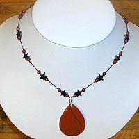 Red Jasper Teardrop Necklace with Hematite & Red Jasper