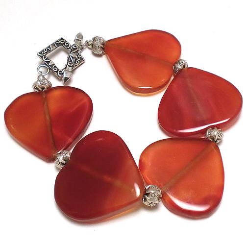 Carnelian Heart & Bali Bracelet