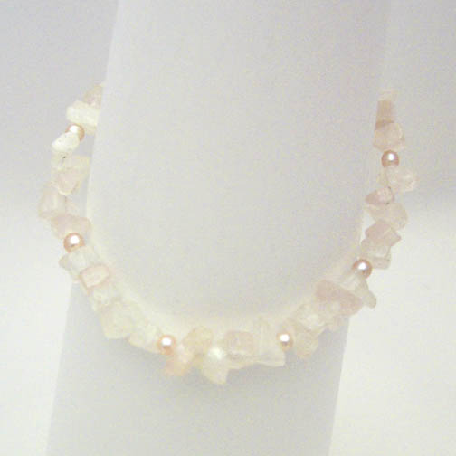 Rose Quartz Chip & Peach Pearl Bracelet