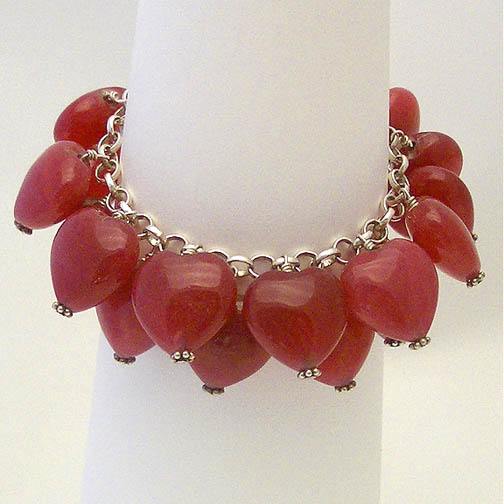 Ruby Jade Heart Charm Bracelet