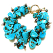 DKC ~ Turquoise, Black Pearl, & Gold Cluster Bracelet