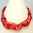 DKC ~ 3 Stranded Coral Flower Necklace