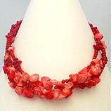 DKC ~ 3 Stranded Coral Flower Necklace