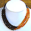 DKC ~ Black Onyx & Amber 3 Strand Necklace