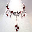 DKC ~ Carnelian & Pink Grey Pearls Drop Necklace