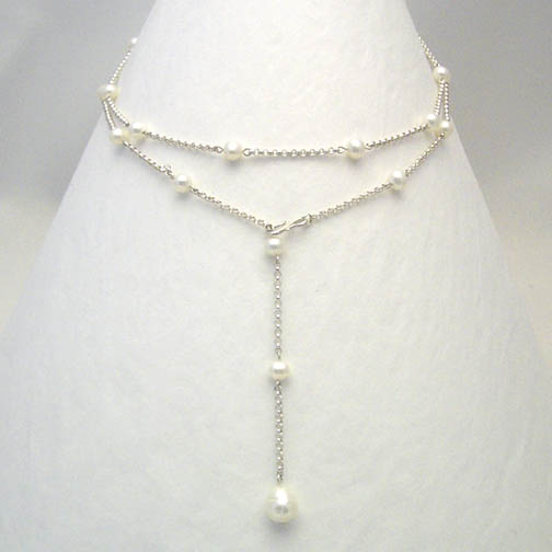 Pearl & Sterling Silver Chain Lariat