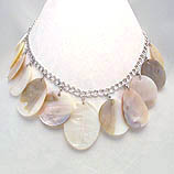 DKC ~ Mother Of Pearl Disks on Sterling Chain Necklace