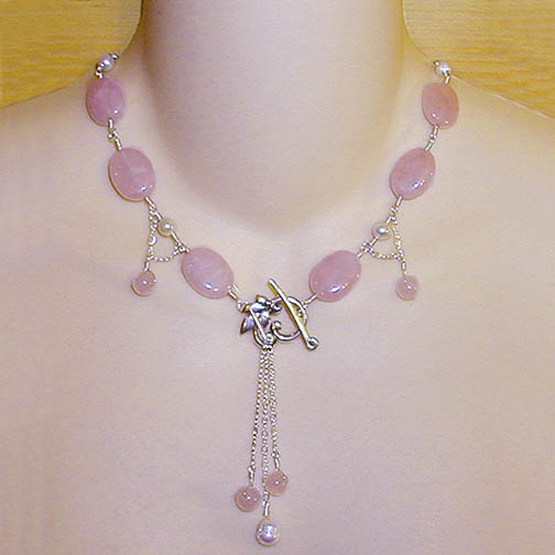 Rose Quartz & Pearl Drop Necklace