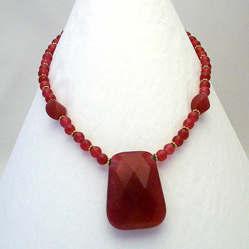 Ruby Jade & Vermiel Necklace w/ a 14K Gold Filled Clasp