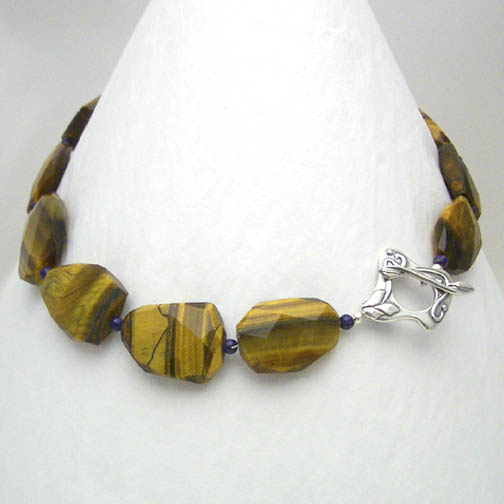 Tiger's Eye & Lapis Freeform Necklace