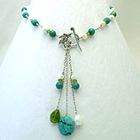 DKC ~ Turquoise, Peridot & Pearl Drop Necklace