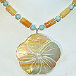 DKC ~ Cream MOP Flower Necklace w/ Yellow Jade & Amazonite