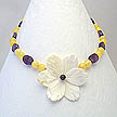 DKC ~ MOP Flower Necklace w/ Yellow Jade & Amethyst