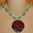 DKC ~ Jade Twin Fish Necklace w/ Green Aventurine