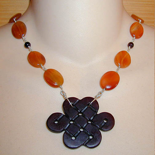 Jade Celtic Knot Necklace w/ Carnelian & Garnet