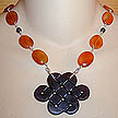 DKC ~ Jade Celtic Knot Necklace w/ Carnelian & Garnet