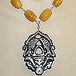 DKC ~ Jade Twin Fish Necklace w/ Picture Jasper