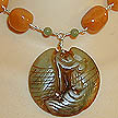 DKC ~ Jade Twin Fish Necklace w/ Red Aventurine & Fancy Jasper