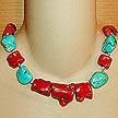 DKC ~ Coral Chunk Necklace w/ Turquoise & Coral Chunks
