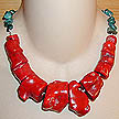DKC ~ Coral Chunk Necklace & Turquoise Chips