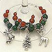 DKC ~ Silver Christmas Wine Charms w/ Malachite & Carnelian