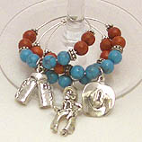 DKC ~ Southwestern Turquoise & Coral Wine Charms