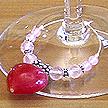 DKC ~ Ruby Jade Valentine Heart Wine Charms w/ Rose Quartz & Bali Beads